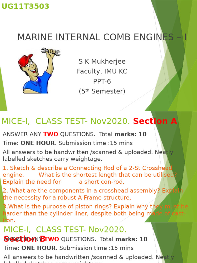 Marine Internal Combustion Engines Test | PDF | Fuel Oil | Combustion
