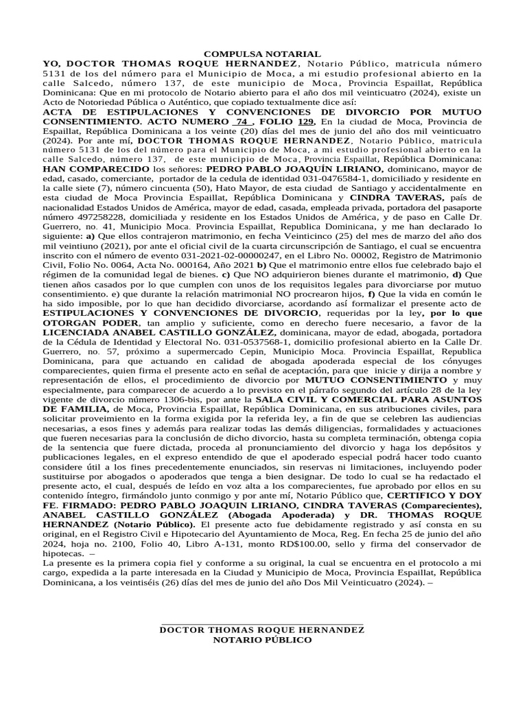Compulsa ESTIPULACIONES | PDF | Divorcio | Matrimonio