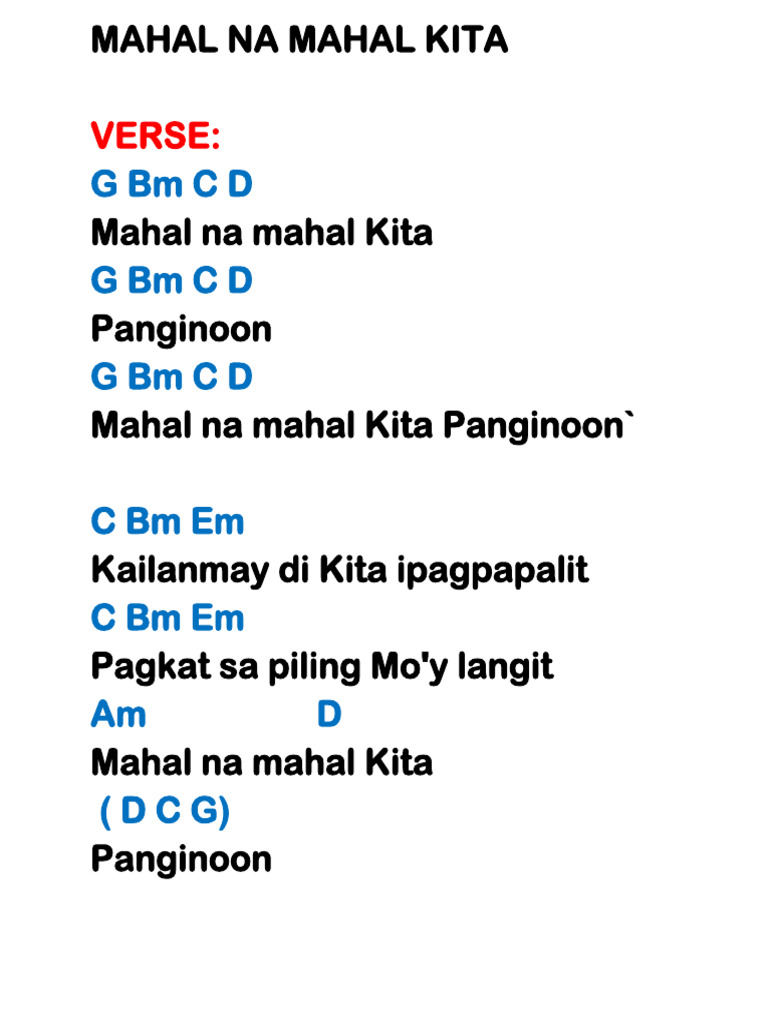 Mahal Na Mahal Kita - Key of G | PDF