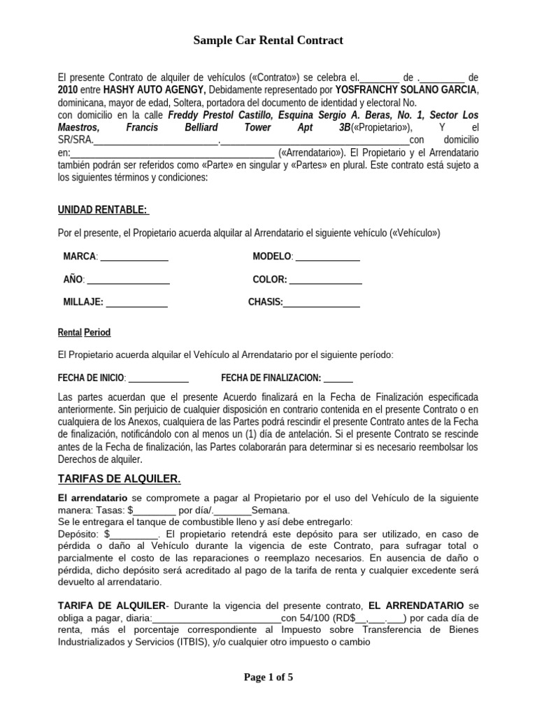 Car Rental Model | PDF | Propiedad | Alquiler de coches