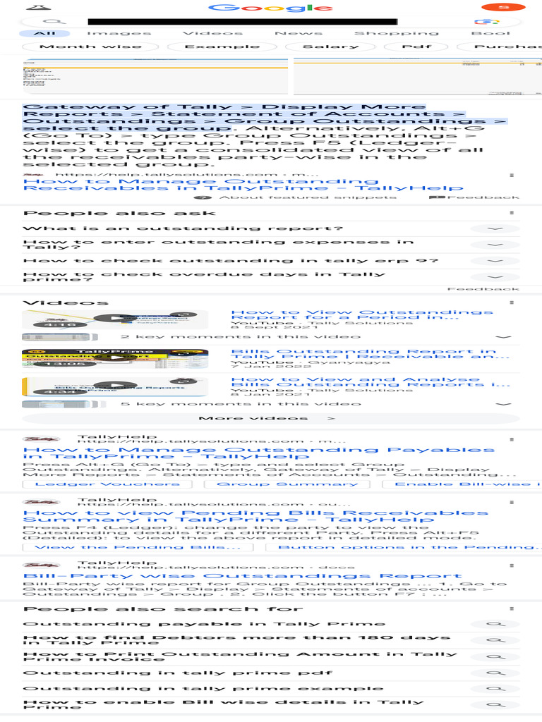 Outstanding in Tally Prime - Google Search | PDF | Accounting
