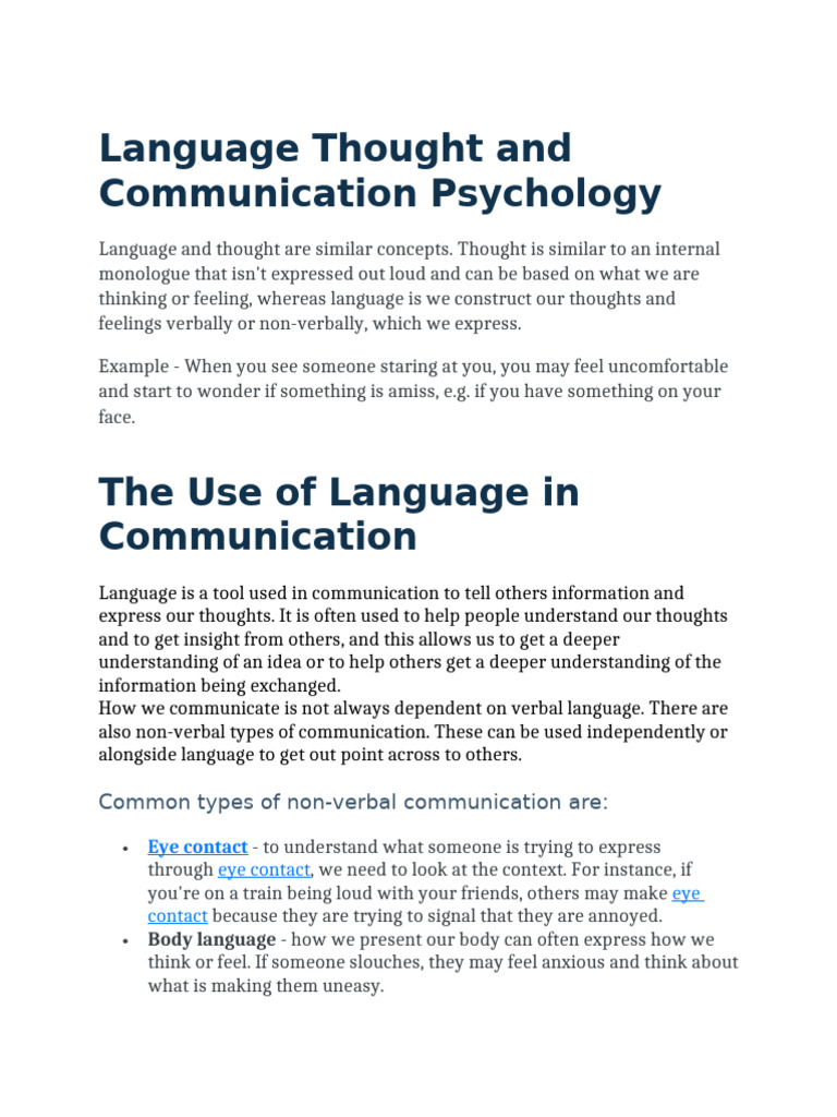 Language's Role in Shaping Thought | PDF | Thought | Cognitive Development