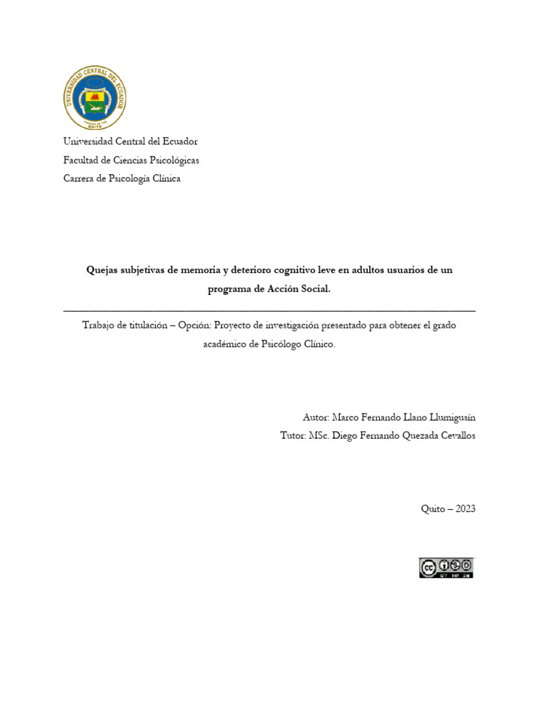 Quejas Subjetivas De La Memoria Y Deterioro Cognitivo Pdf