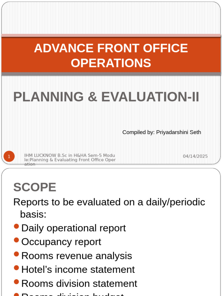 Front Office Operations Evaluation Guide | PDF | Revenue | Expense