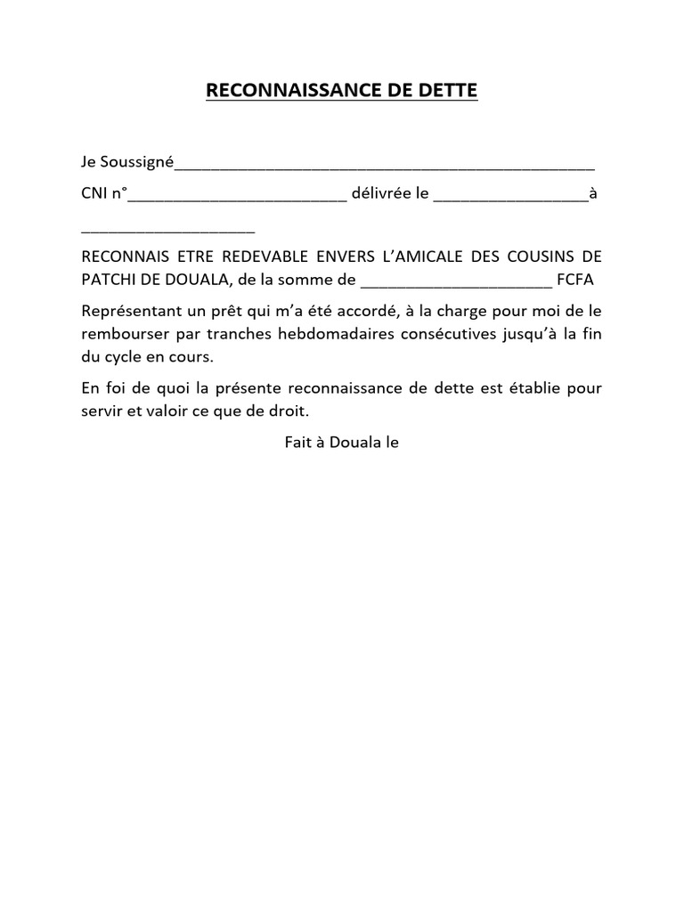Modèle de reconnaissance de dette | PDF