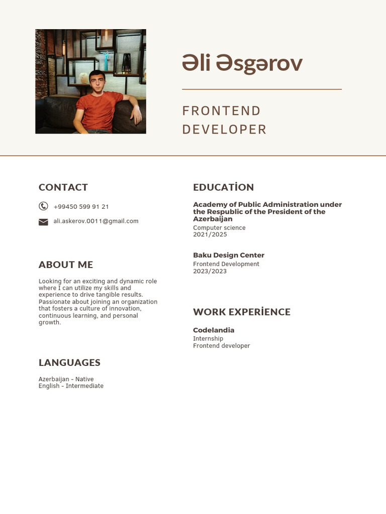 Frontend Developer Resume Overview | PDF