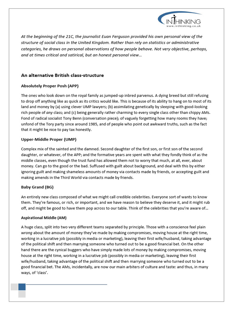 UK Social Class Structure Explained | PDF