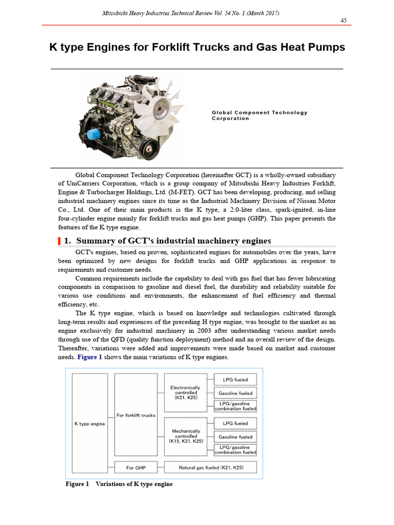 K Type Engines for Forklifts & GHPs | PDF | Engines | Fuel Injection
