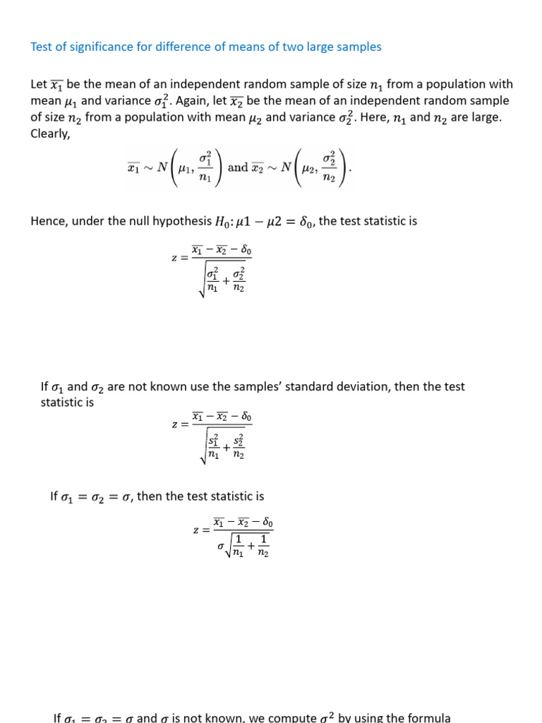 28-Z-Test For Single Mean and Difference of Means-10-03-2025 | PDF