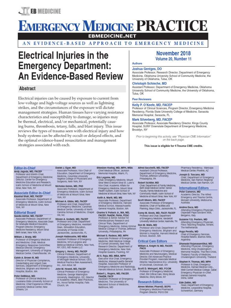 Electrical Injuries: Evidence-Based Review | PDF | High Voltage | Burn