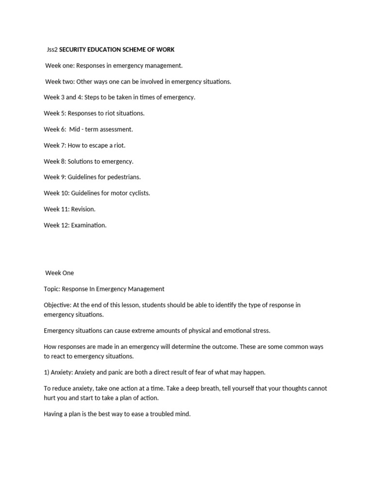 Jss2 3rd Term Security Education Note | PDF | Emergency | Pedestrian ...