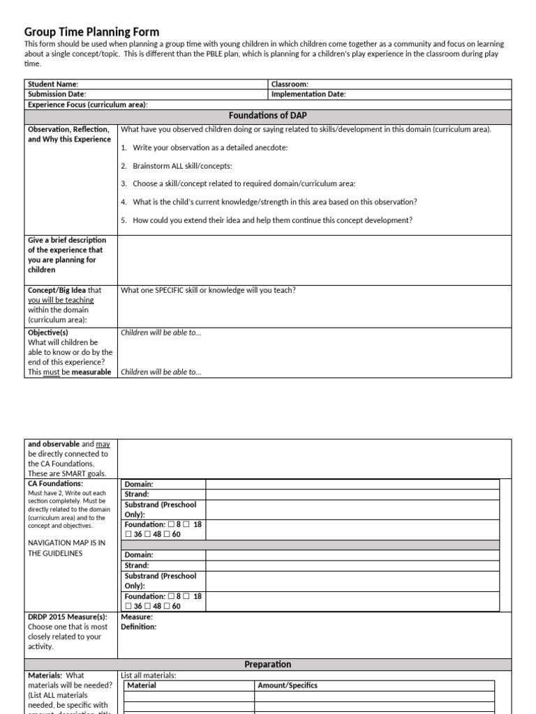 Group Time Planning for Young Learners | PDF | Curriculum | Preschool