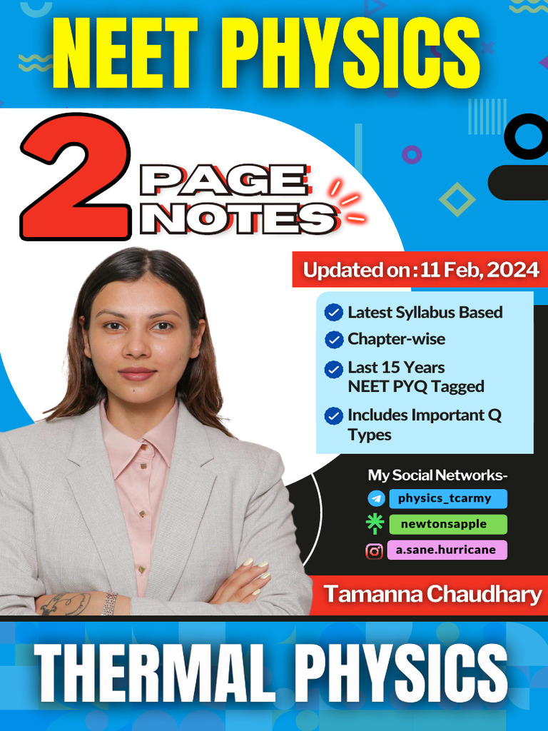 Latest 2 Page Notes - Thermal Physics | PDF