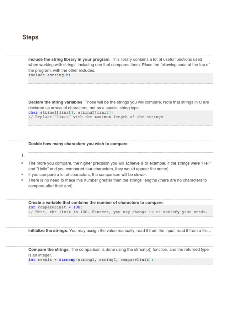 C String Comparison Guide | PDF | Teaching Methods & Materials | Computers