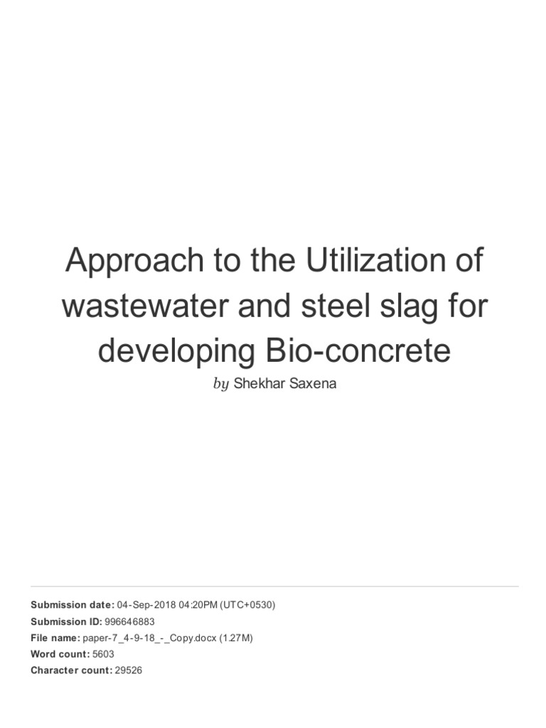 Bio-concrete from Wastewater and Steel Slag | PDF | Concrete ...