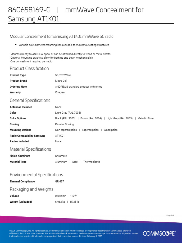 G Product Specifications | PDF