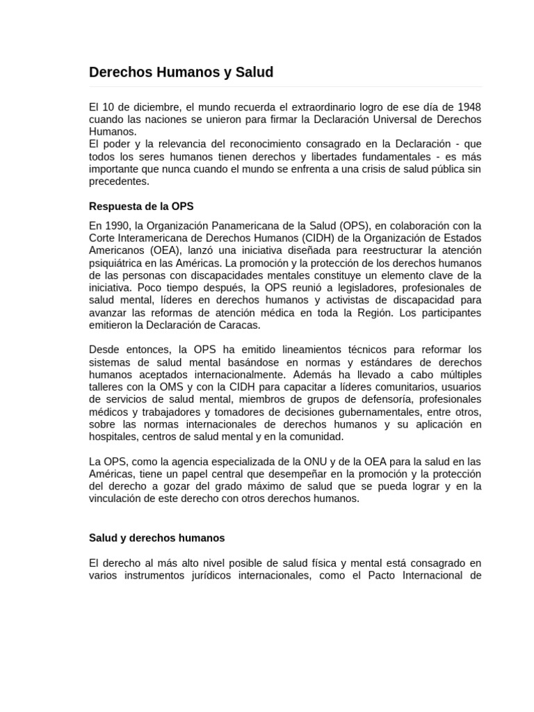 Derechos Humanos y Salud Pública | PDF | Derechos humanos | Invalidez