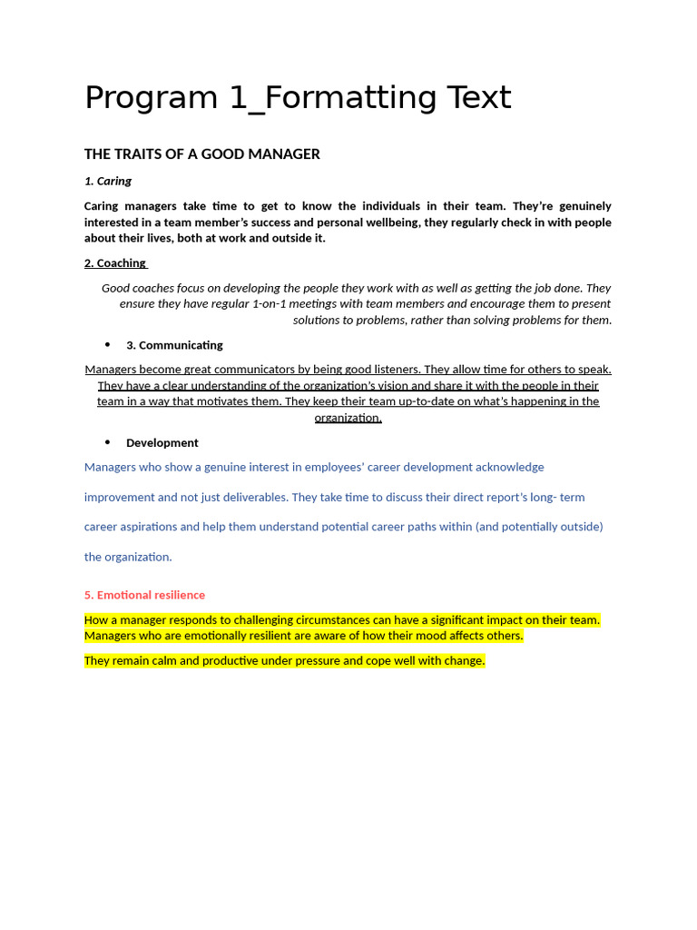 Program 1_Formatting text | PDF