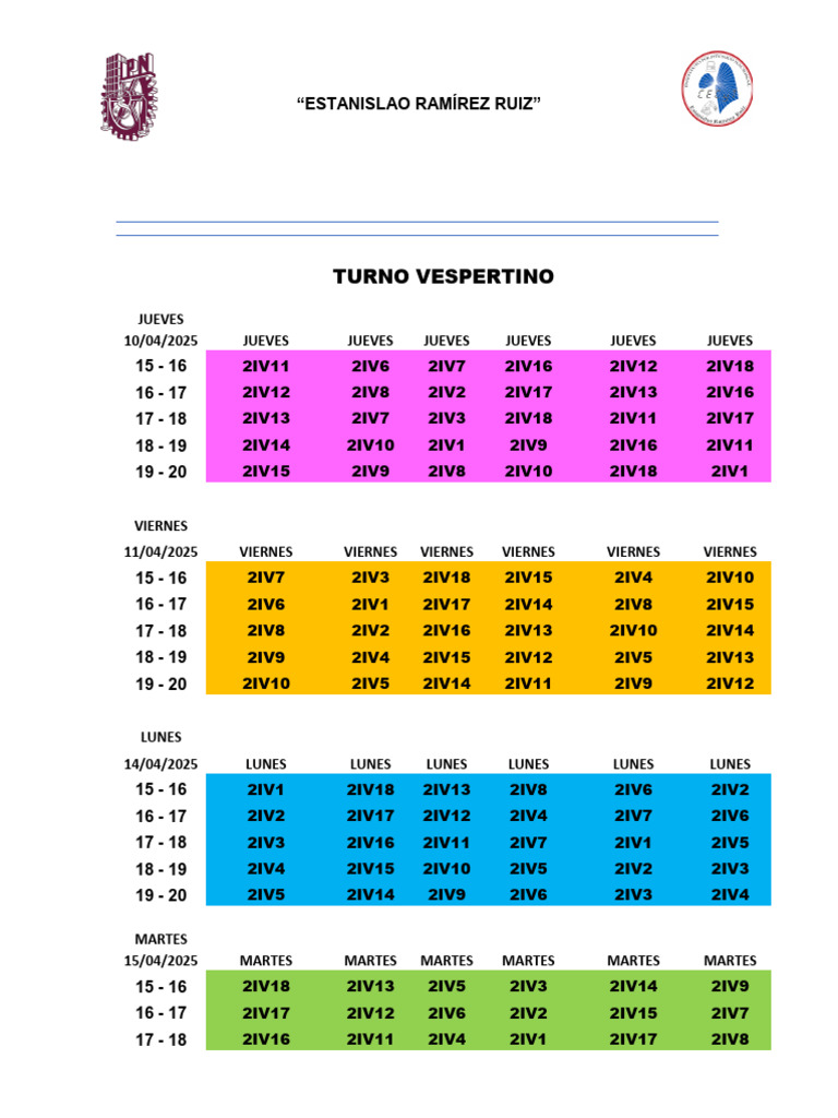 Turno Vespertino Calendarizacion Visitas Final | PDF