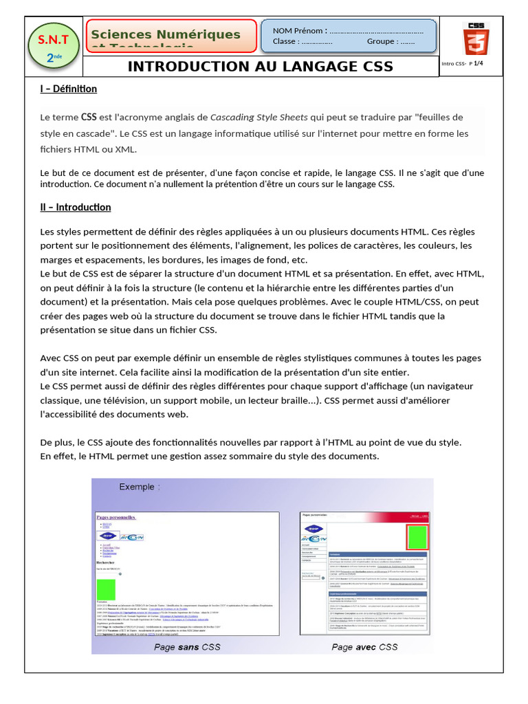 Introduction au langage CSS pour débutants | PDF | Html | Informatique