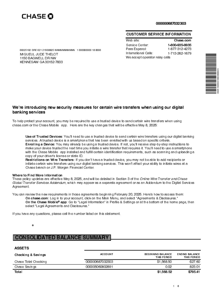 Chase Wire Transfer Security Update | PDF | Transaction Account | Payments