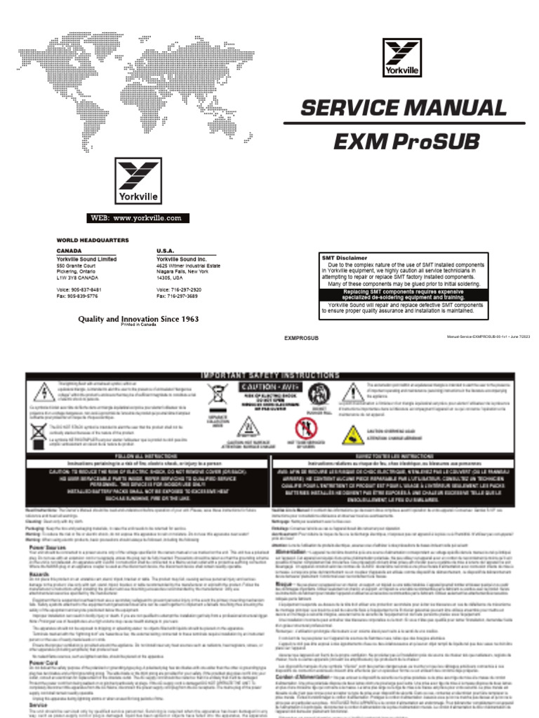 Manuel de service EXM ProSUB | PDF | Électrotechnique | Électricité
