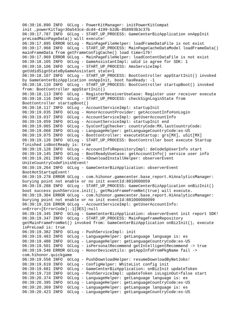 GameCenterBizApplication Startup Logs | PDF | Hypertext | Information ...