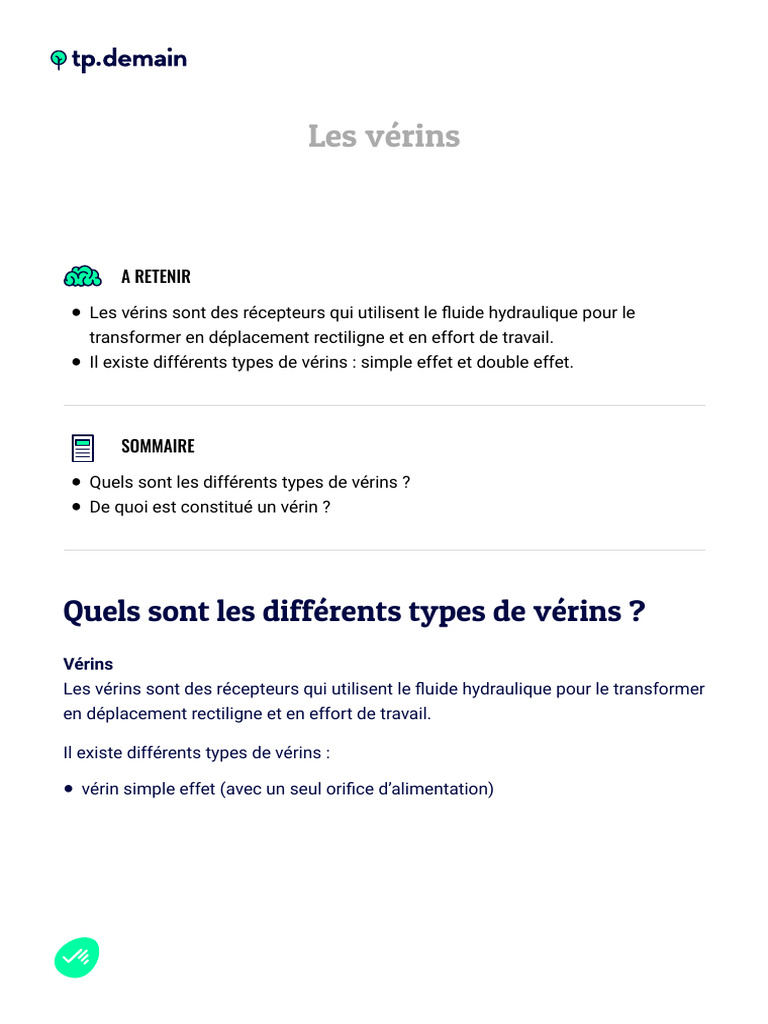 Types de vérins hydrauliques | PDF