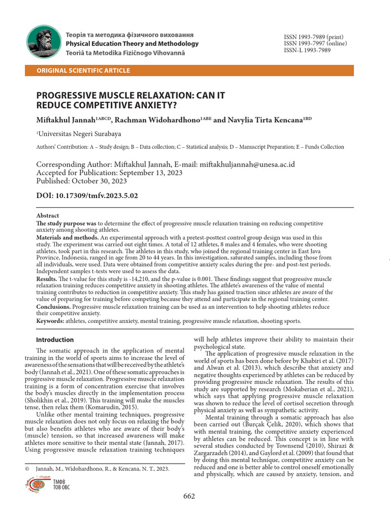 Reducing Competitive Anxiety in Athletes | PDF | Relaxation (Psychology ...