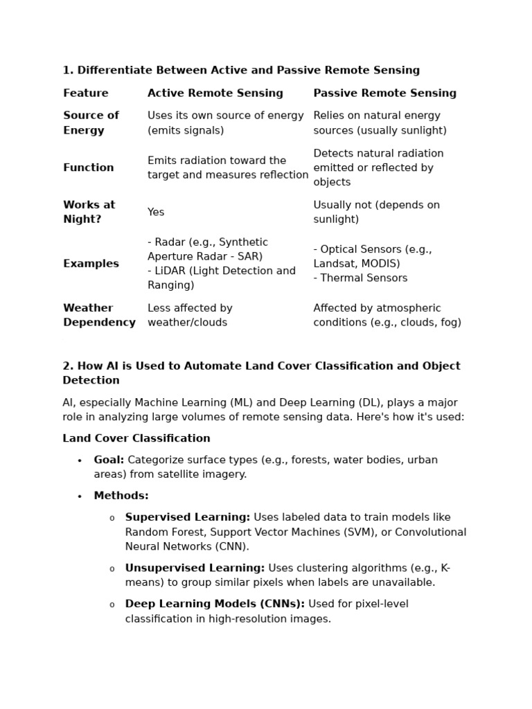 Active vs Passive Remote Sensing Explained | PDF | Lidar | Remote Sensing