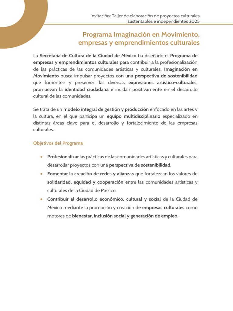 Taller de Proyectos Culturales 2025 | PDF | Sustentabilidad | México