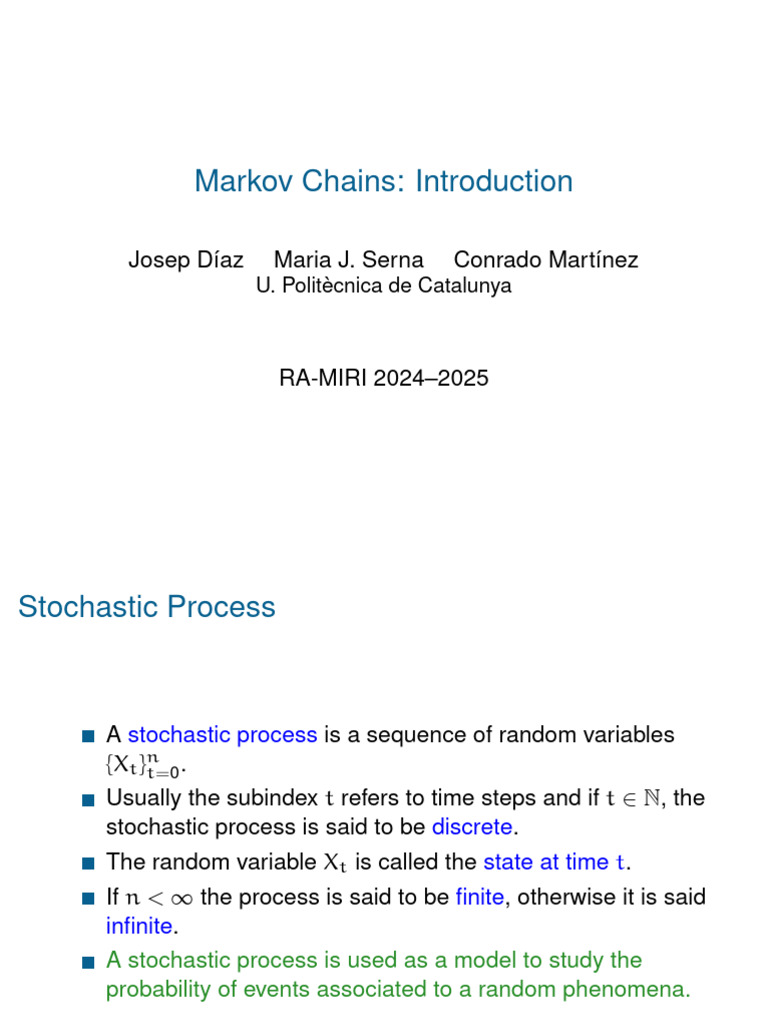 Markov Chains: Concepts and Applications | PDF | Markov Chain | Odds