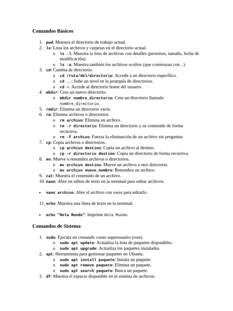 Comandos Básicos de Terminal en Linux | PDF | Archivo de computadora ...