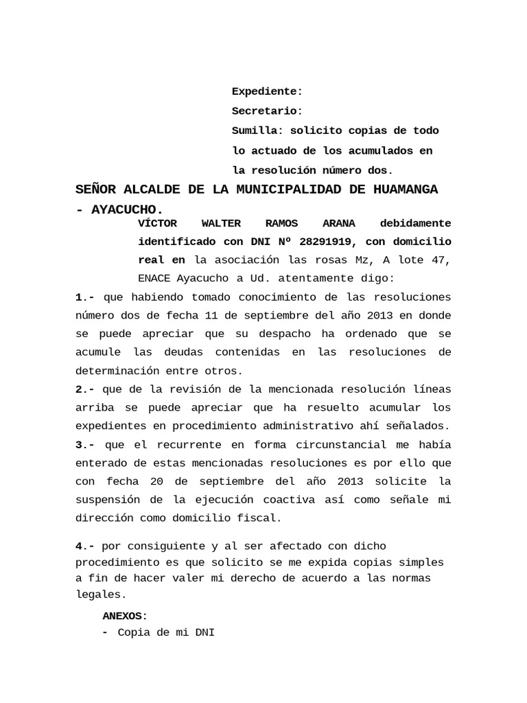 Expediente Solicito Copias | PDF