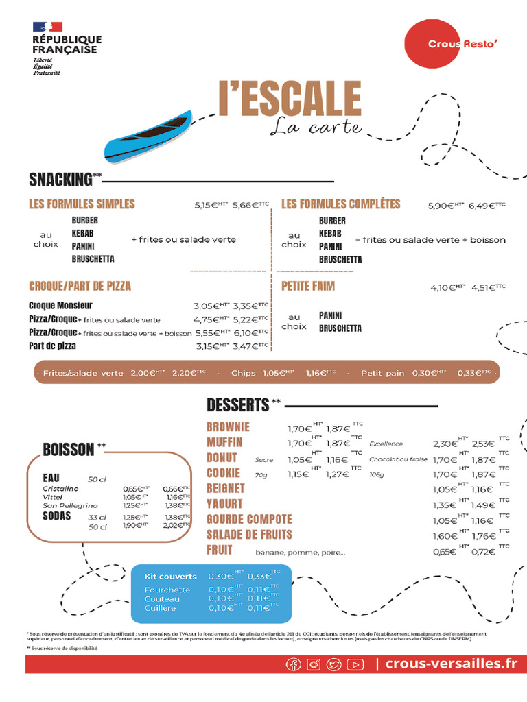 Lescale Chateauroux Menu Tarif