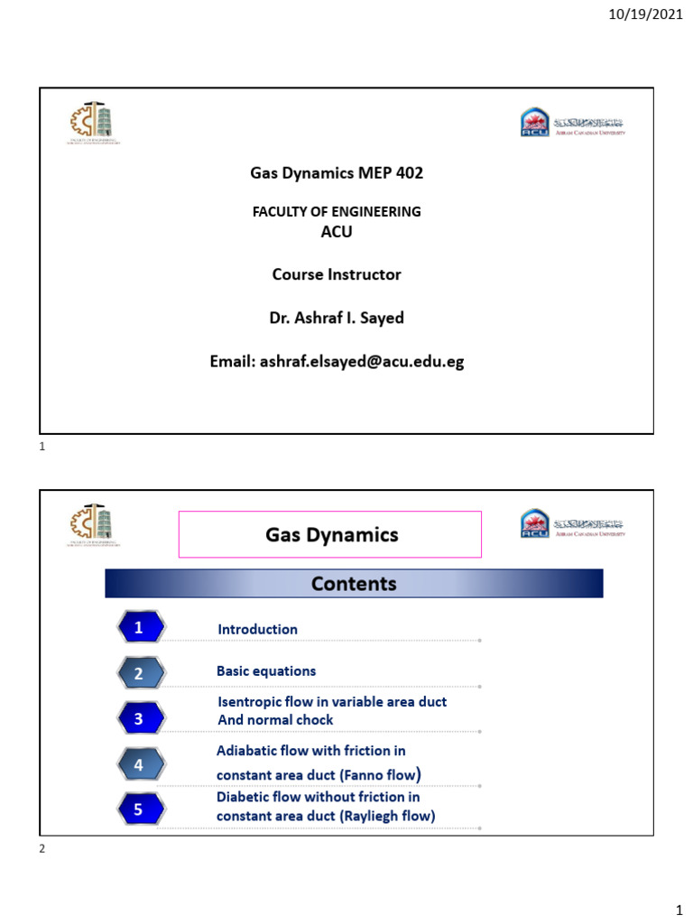 Gas Dynamics Course Overview | PDF | Viscosity | Fluid Mechanics