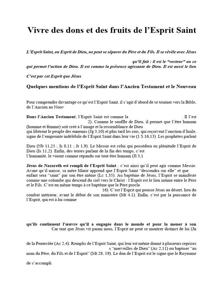 Dons et fruits de l'Esprit Saint | PDF | Saint-Esprit | Sacrement