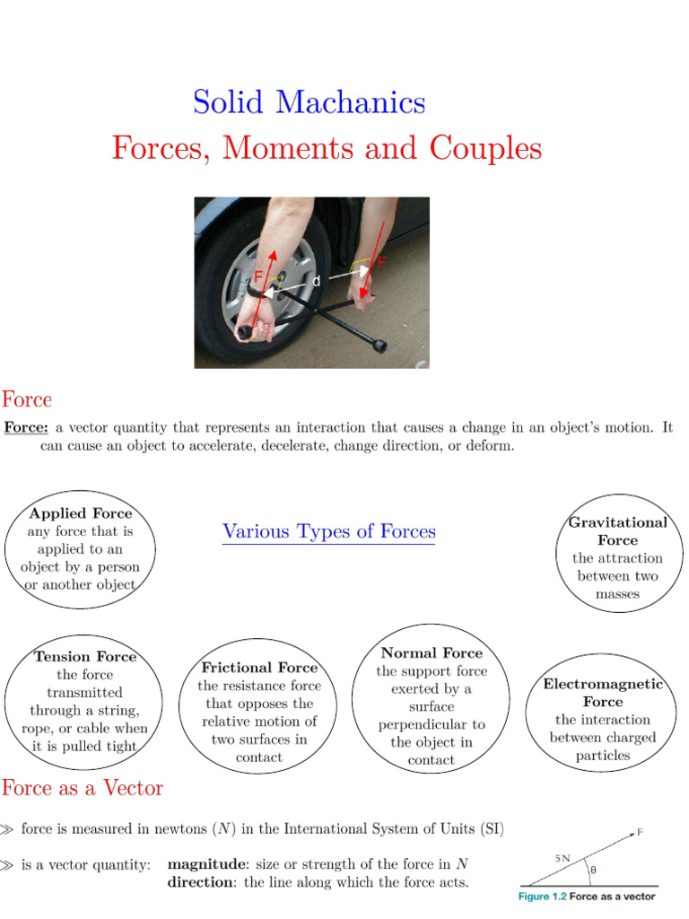 Lecture Notes - Forces, Moments and Couples | PDF