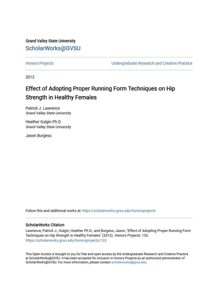 Effect of Adopting Proper Running Form Techniques On Hip Strength | PDF ...