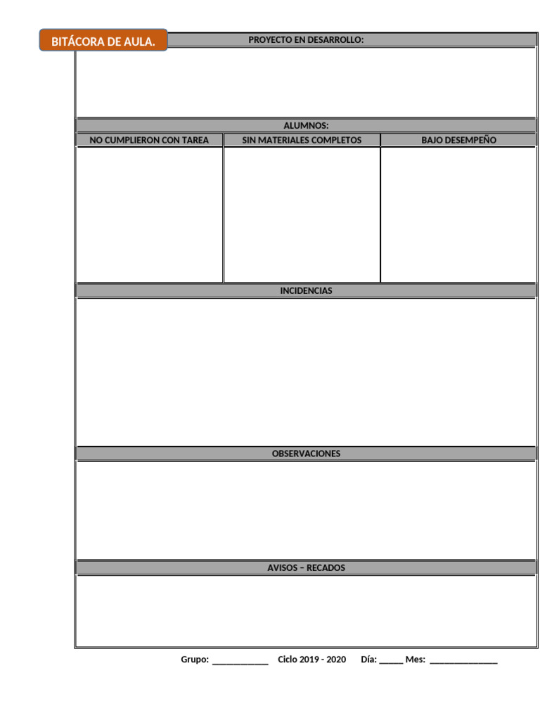 Bitacora de Aula | PDF