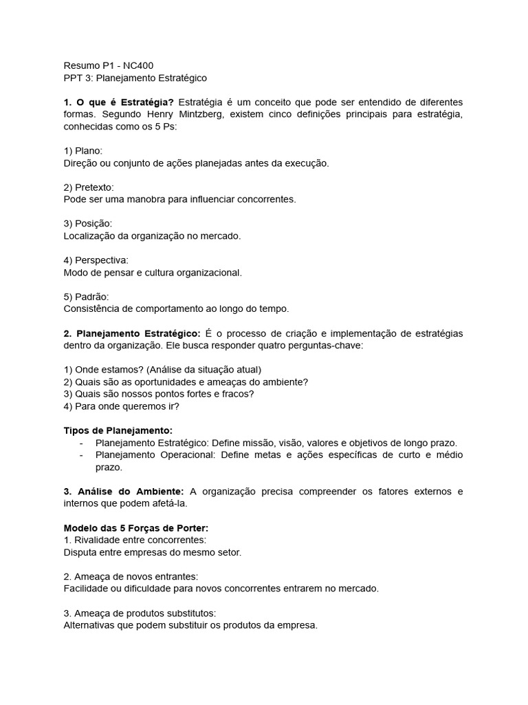 Planejamento Estratégico e Análise SWOT | PDF
