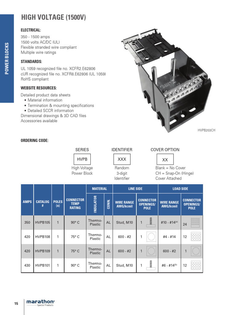 High Voltage Power Blocks Catalog | PDF | Electrical Connector ...