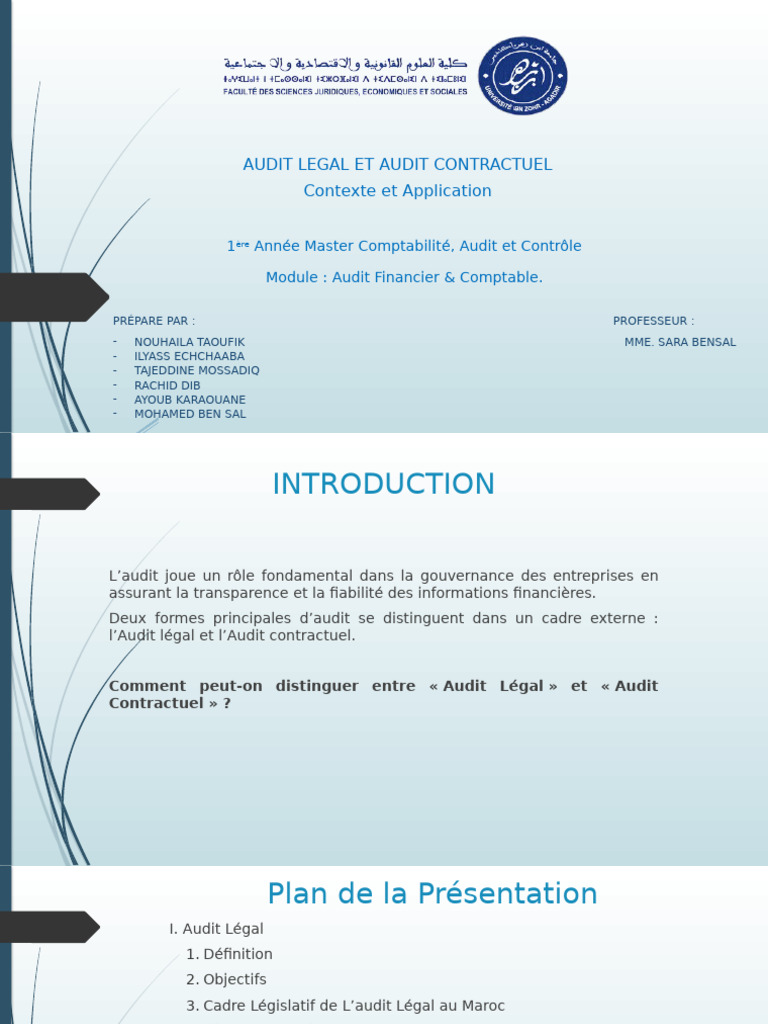 Audit Légal et Contractuel au Maroc | PDF | Audit financier | Audit