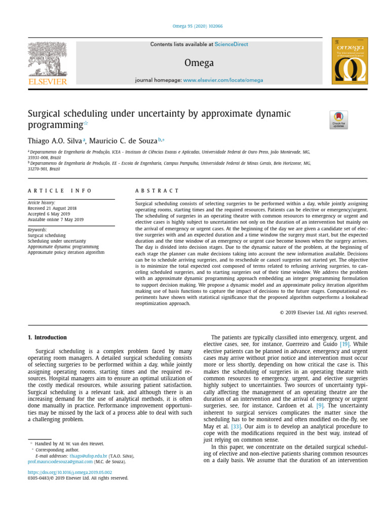 Optimizing Surgical Scheduling Under Uncertainty | PDF | Mathematical ...