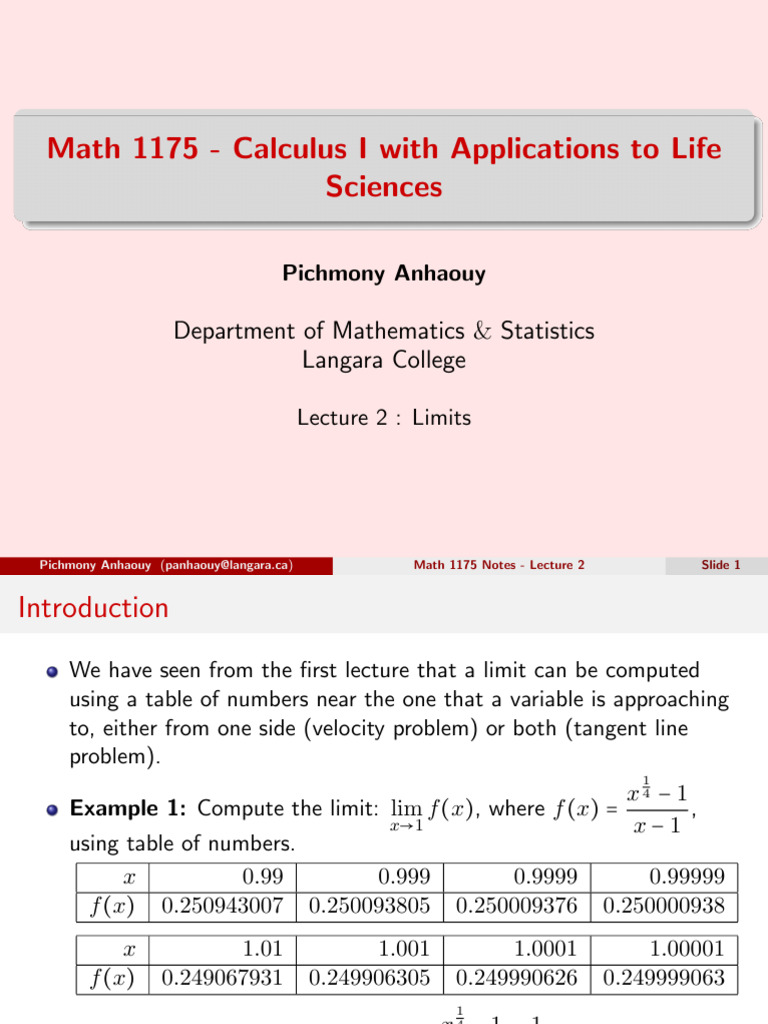 Calculus I: Understanding Limits | PDF | Function (Mathematics ...