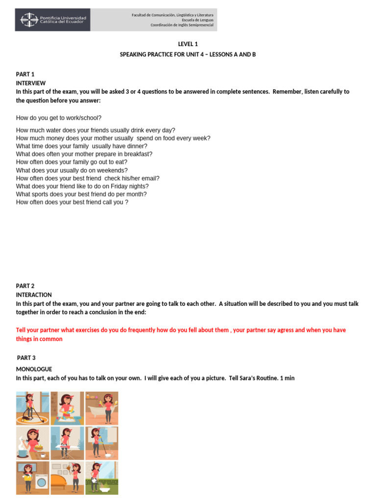 Level 1 Speaking Practice Guide | PDF