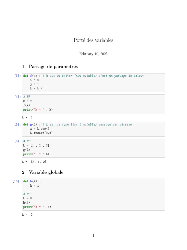 Variables locales et globales en Python | PDF