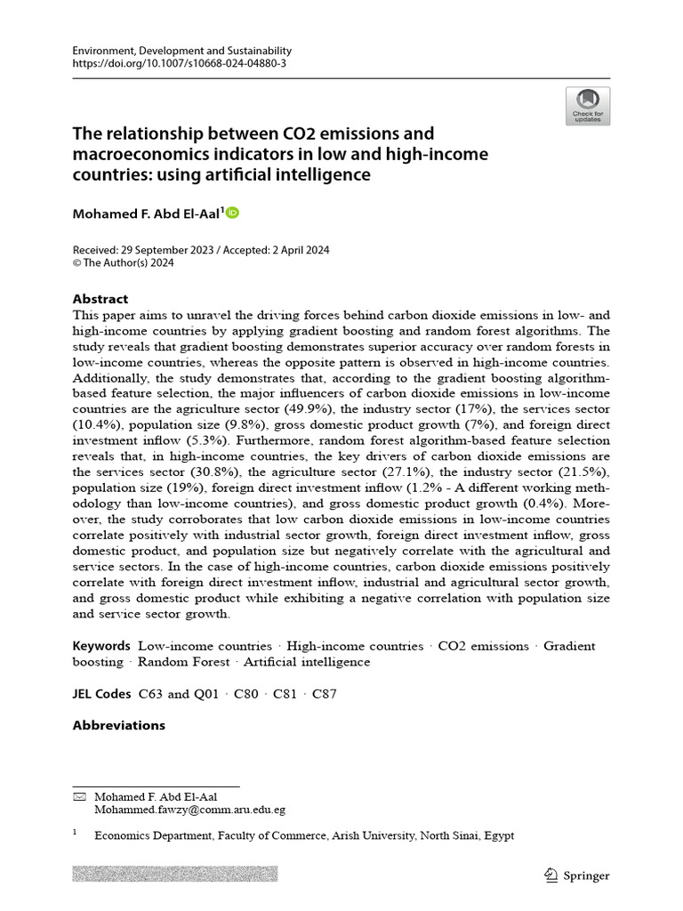 The Relationship Between CO2 Emissions and | PDF | Cross Validation ...