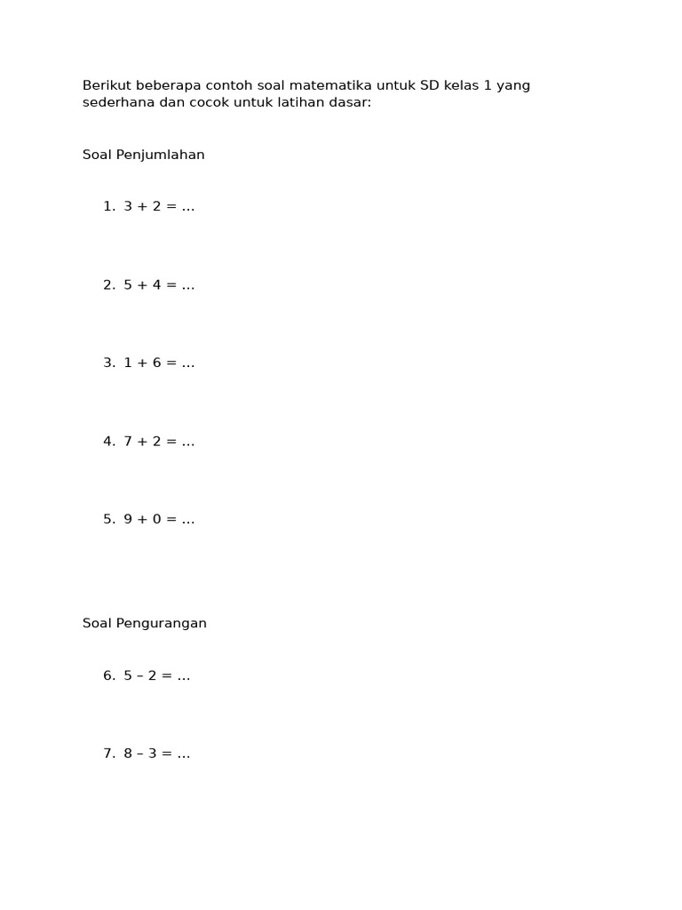 Matematika Sd Kelas 1 Pdf