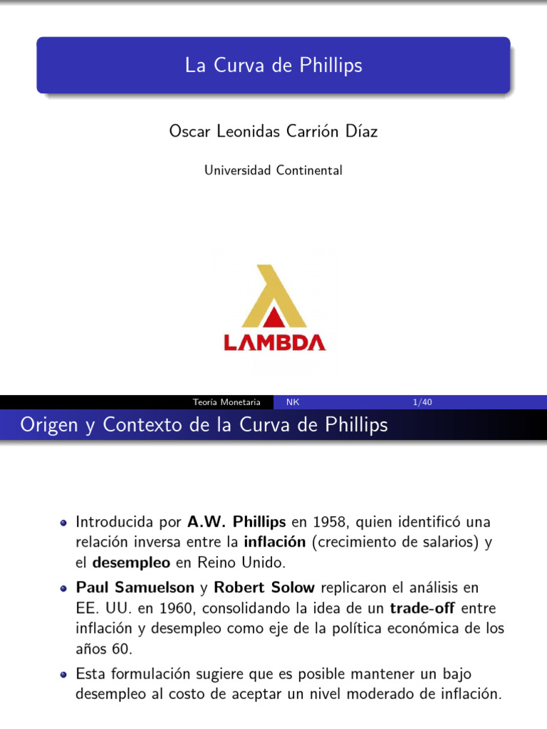 Curva de Phillips: Inflación y Desempleo | PDF | Curva de Phillips ...